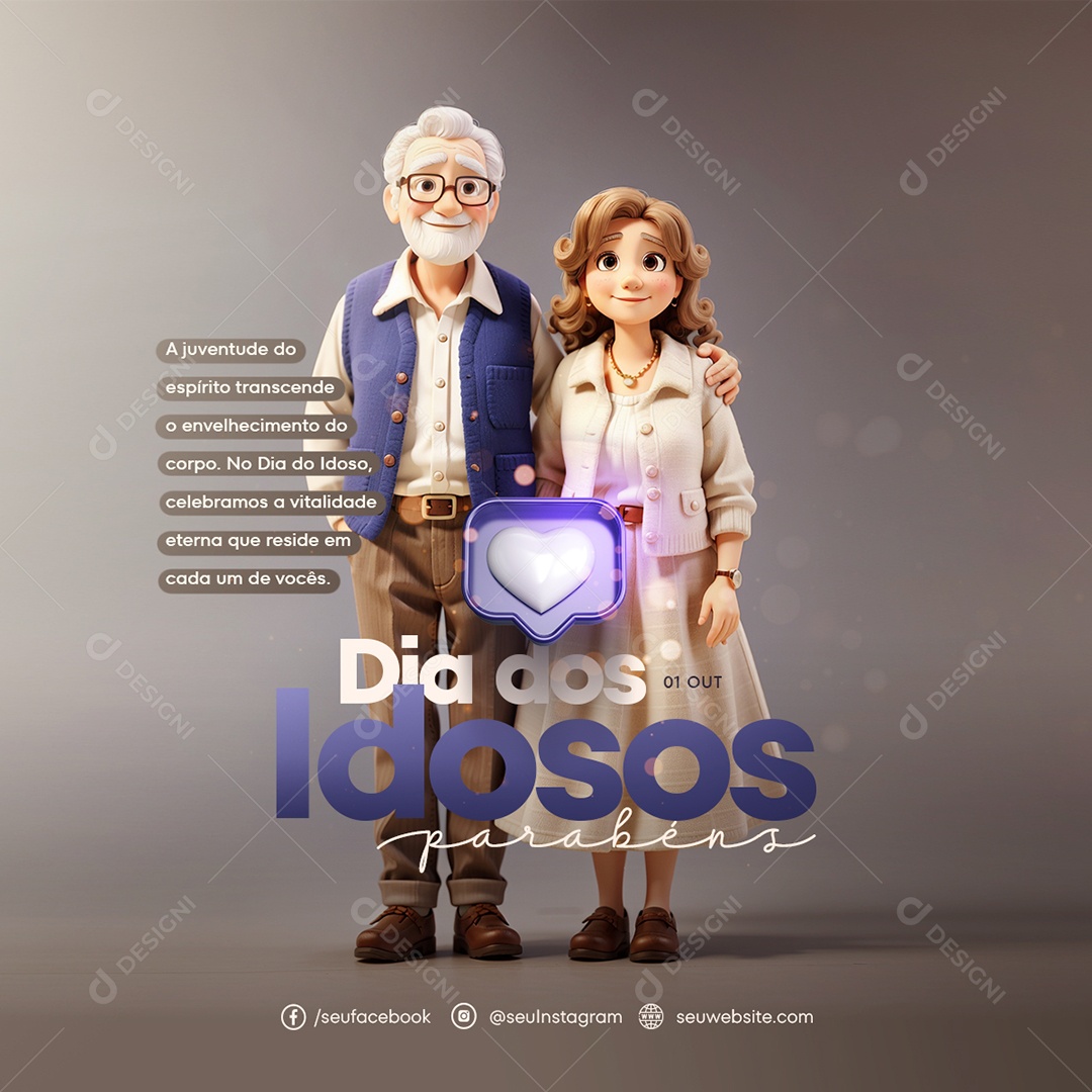 Dia dos Idoso 01 de Outubro Social Media PSD Editável