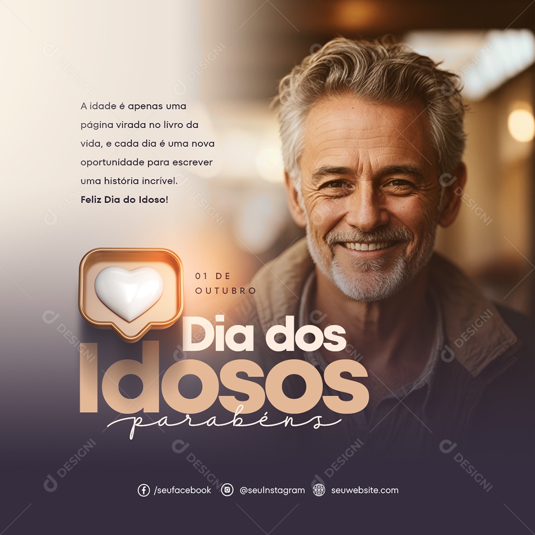 Feliz Dia dos Idoso 1 de Outubro Social Media PSD Editável
