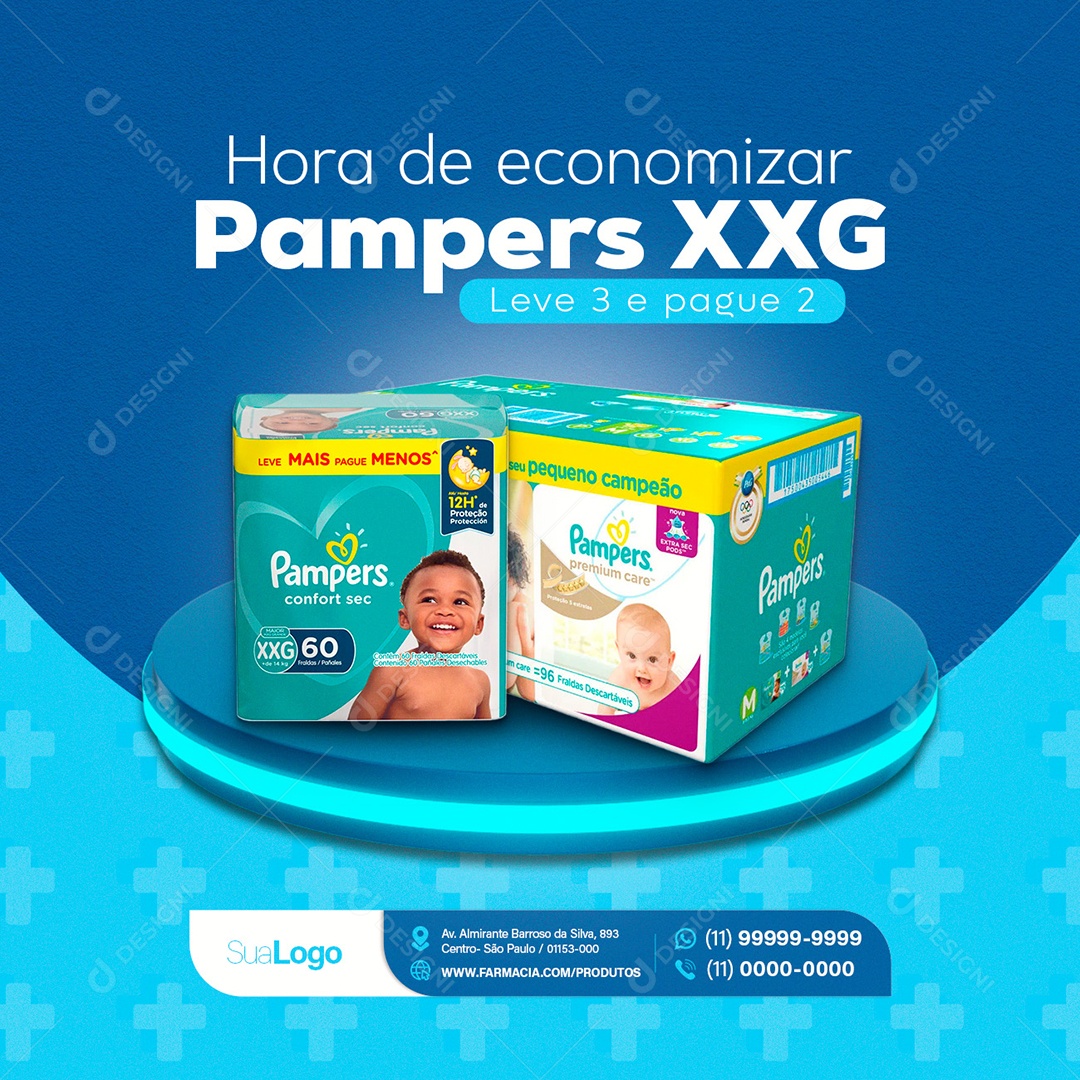 Social Media Hora De Economizar Pampers XXG PSD Editável