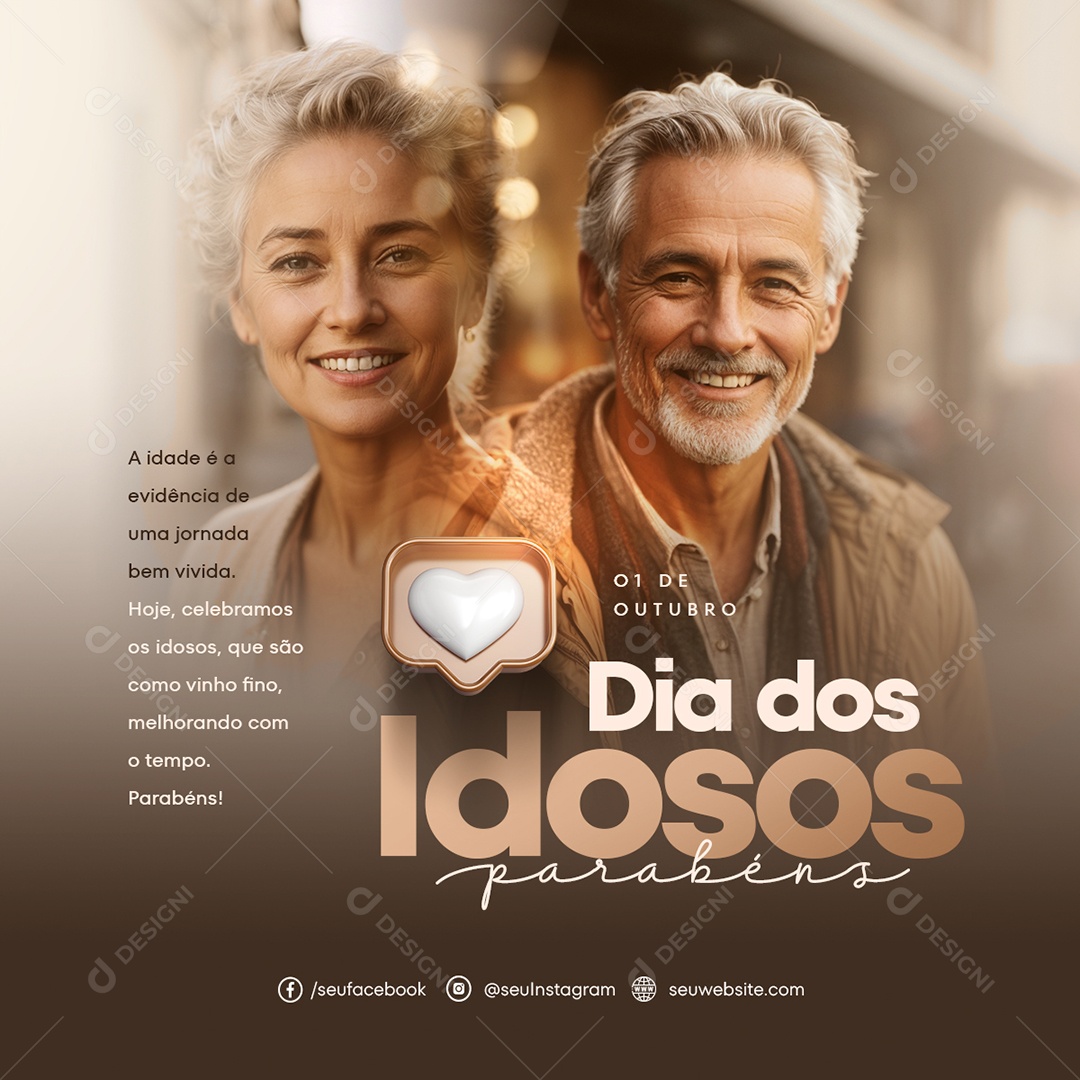 Dia dos Idoso Parabéns Social Media PSD Editável