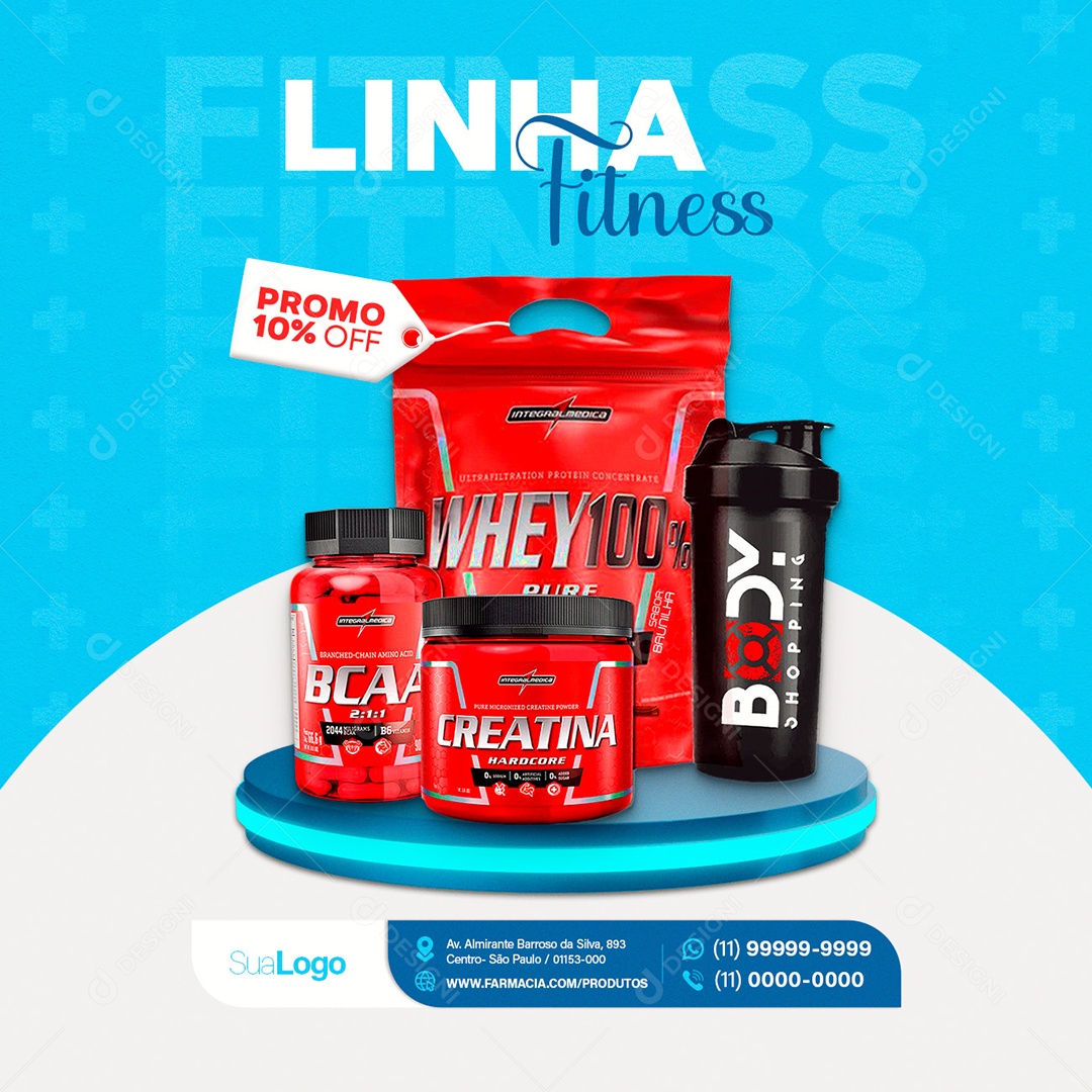 Social Media Linha Fitness Farmácia PSD Editável