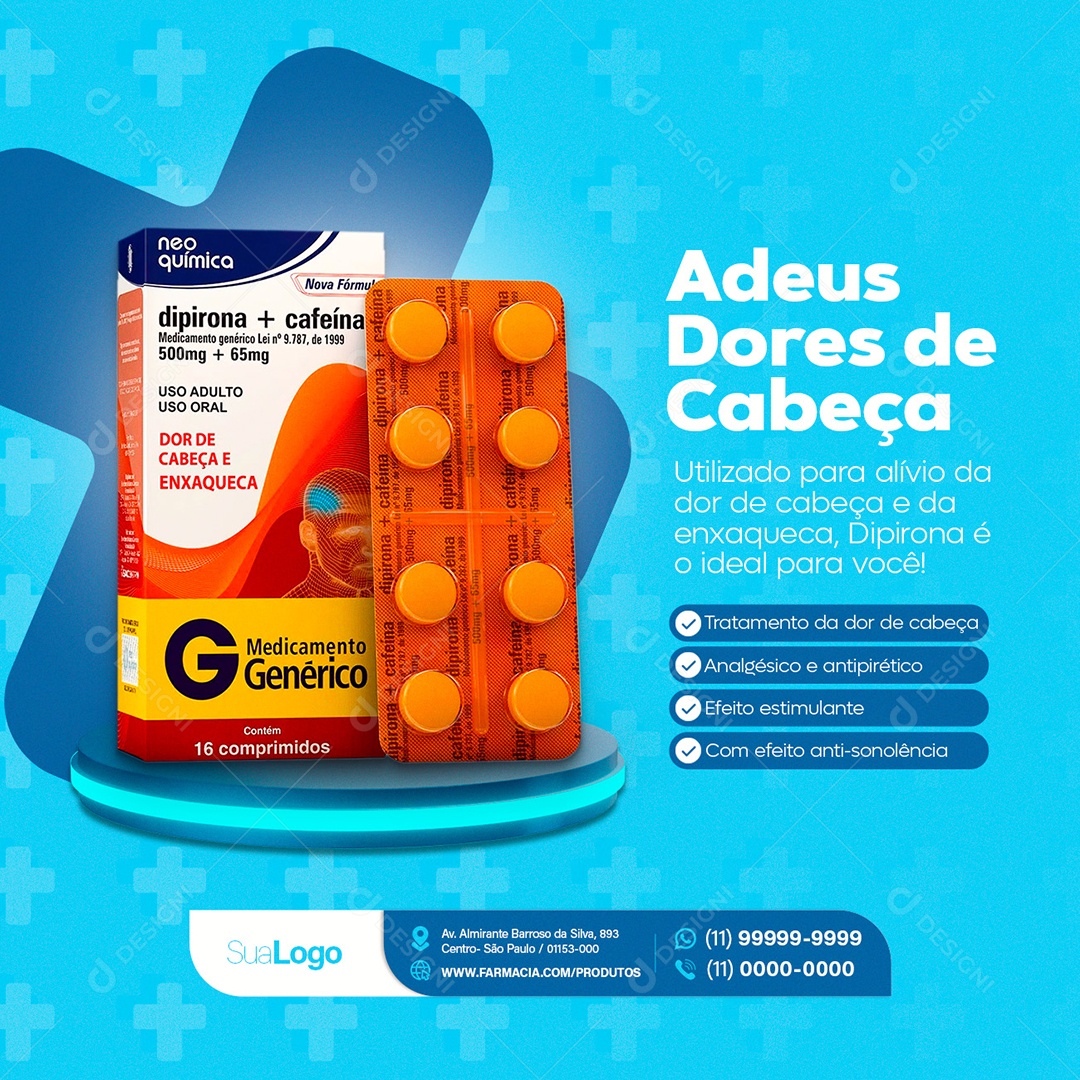 Social Media Goodbye Headaches Pharmacy Editable PSD