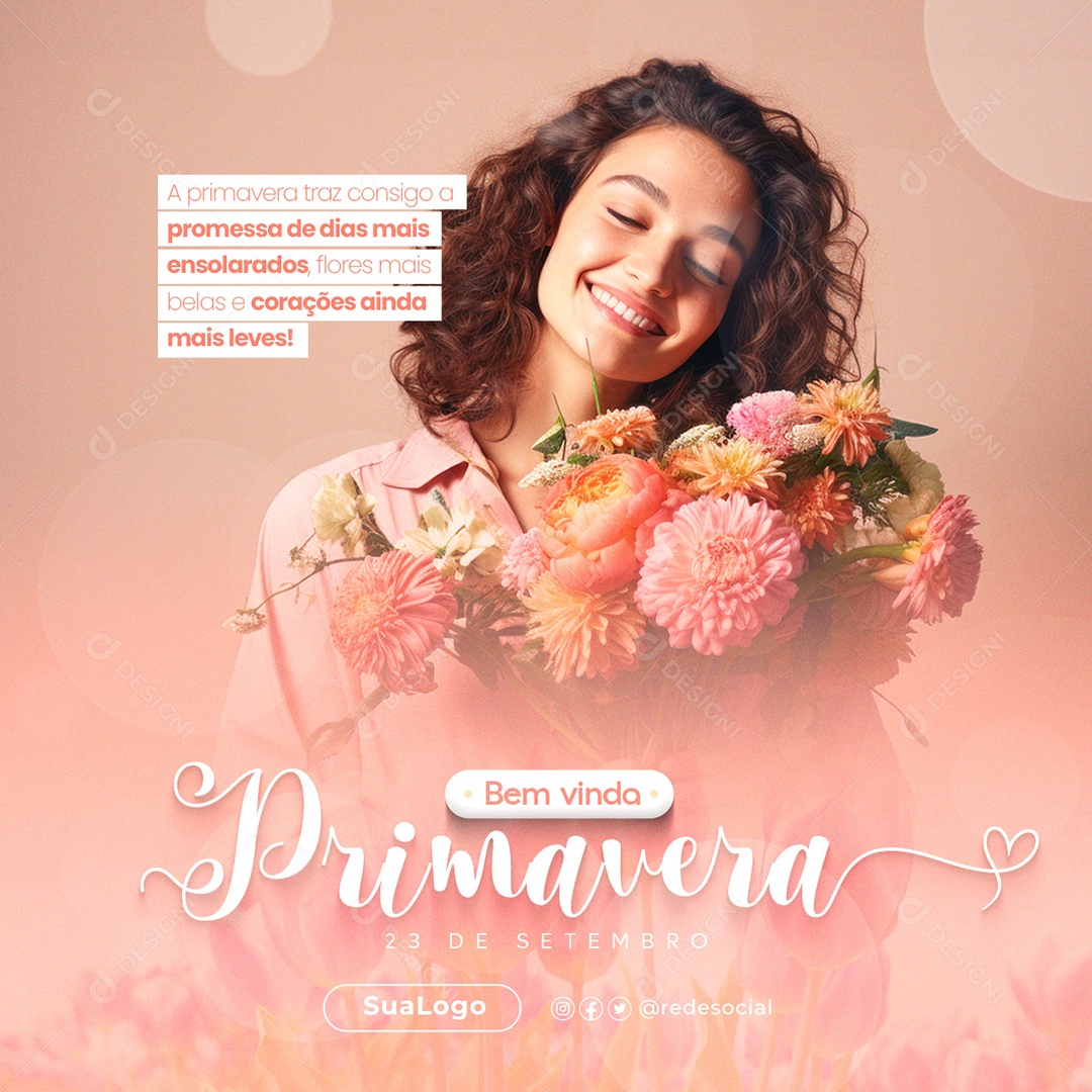Social Media Bem Vinda Primavera 23 De Setembro PSD Editável