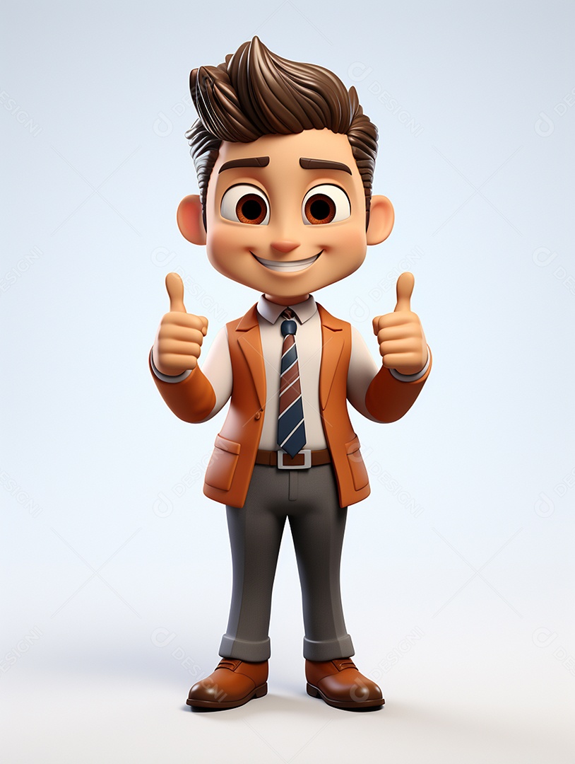 Homem de negócios 3d feliz cruzou os braços em 3d transparente