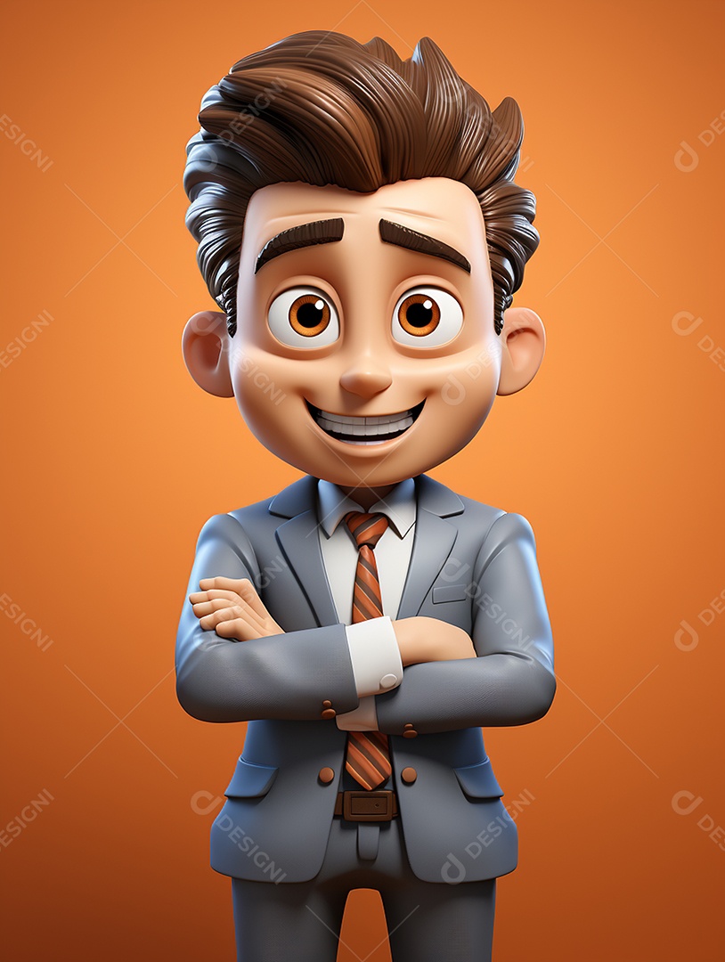 Homem de negócios 3d feliz em 3d transparente