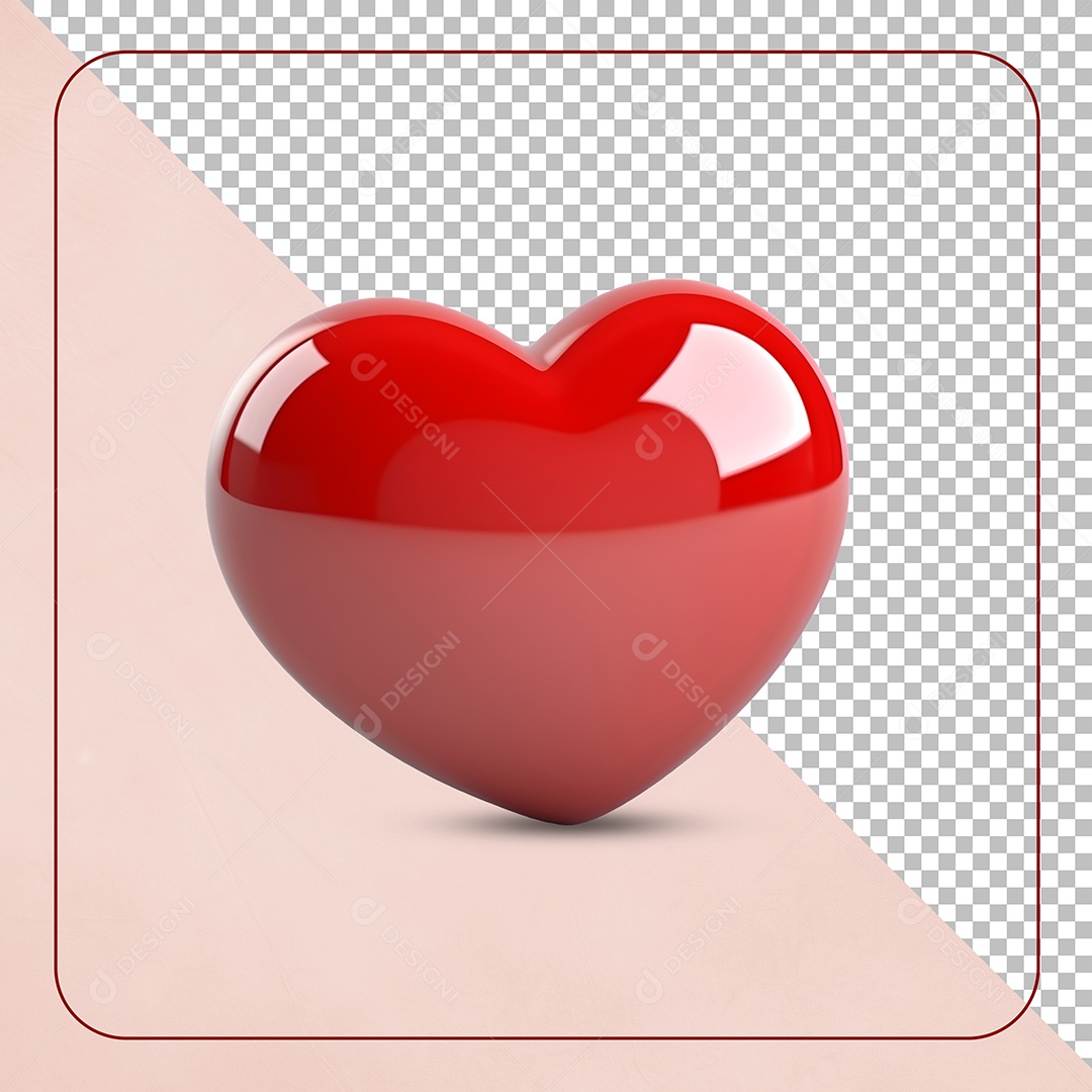 Elemento 3D Coração Vermelho Para Composição PSD