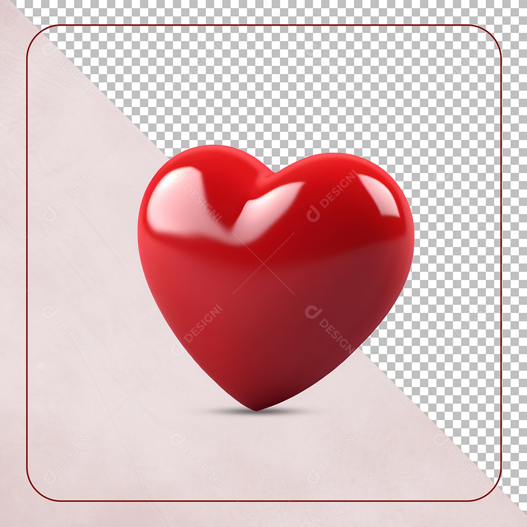 Elemento 3D Coração Vermelho Para Composição PSD