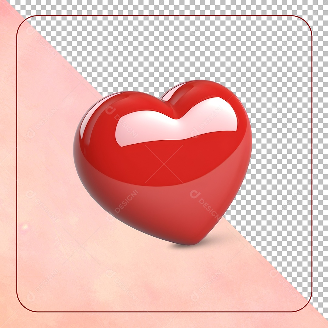 Coração Vermelho Elemento 3D Para Composição PSD