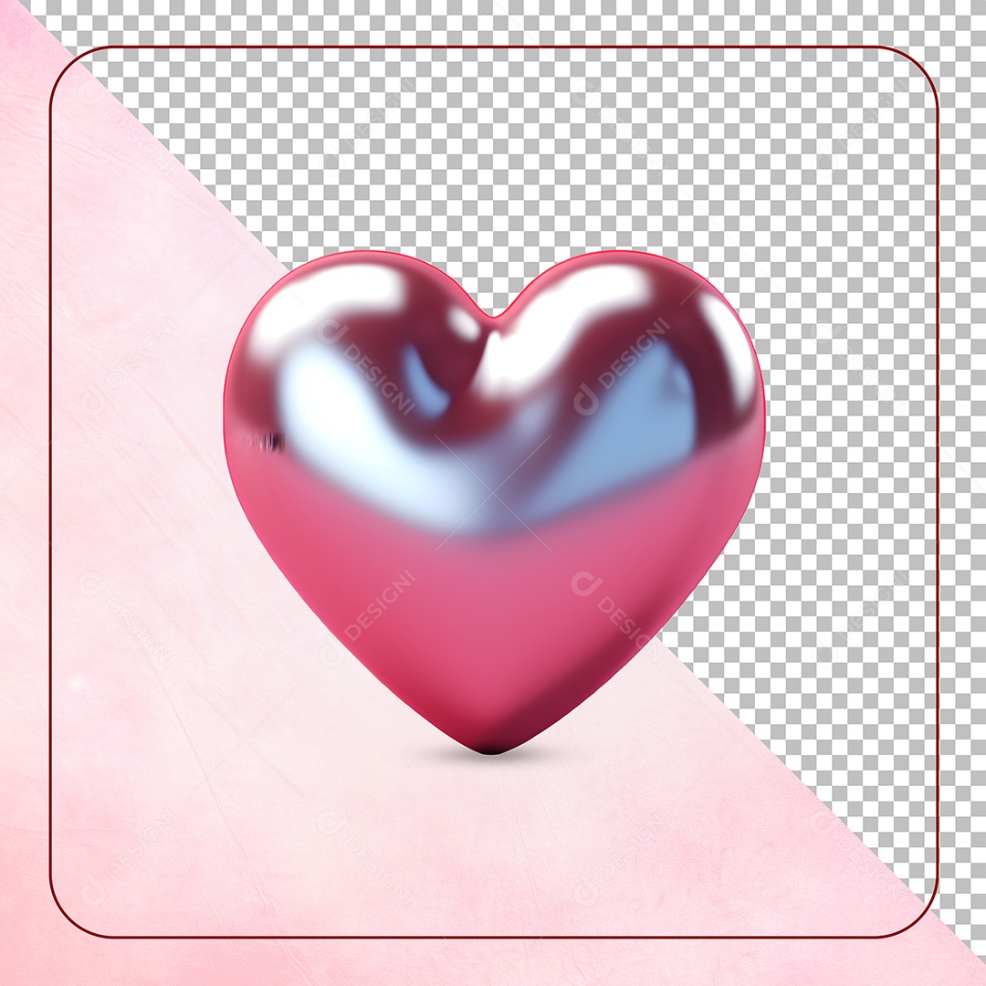 Coração Rosa Elemento 3D Para Composição PSD