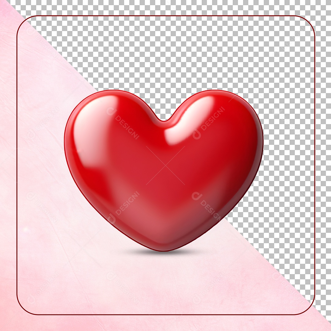 Elemento 3D Coração Vermelho Para Composição PSD