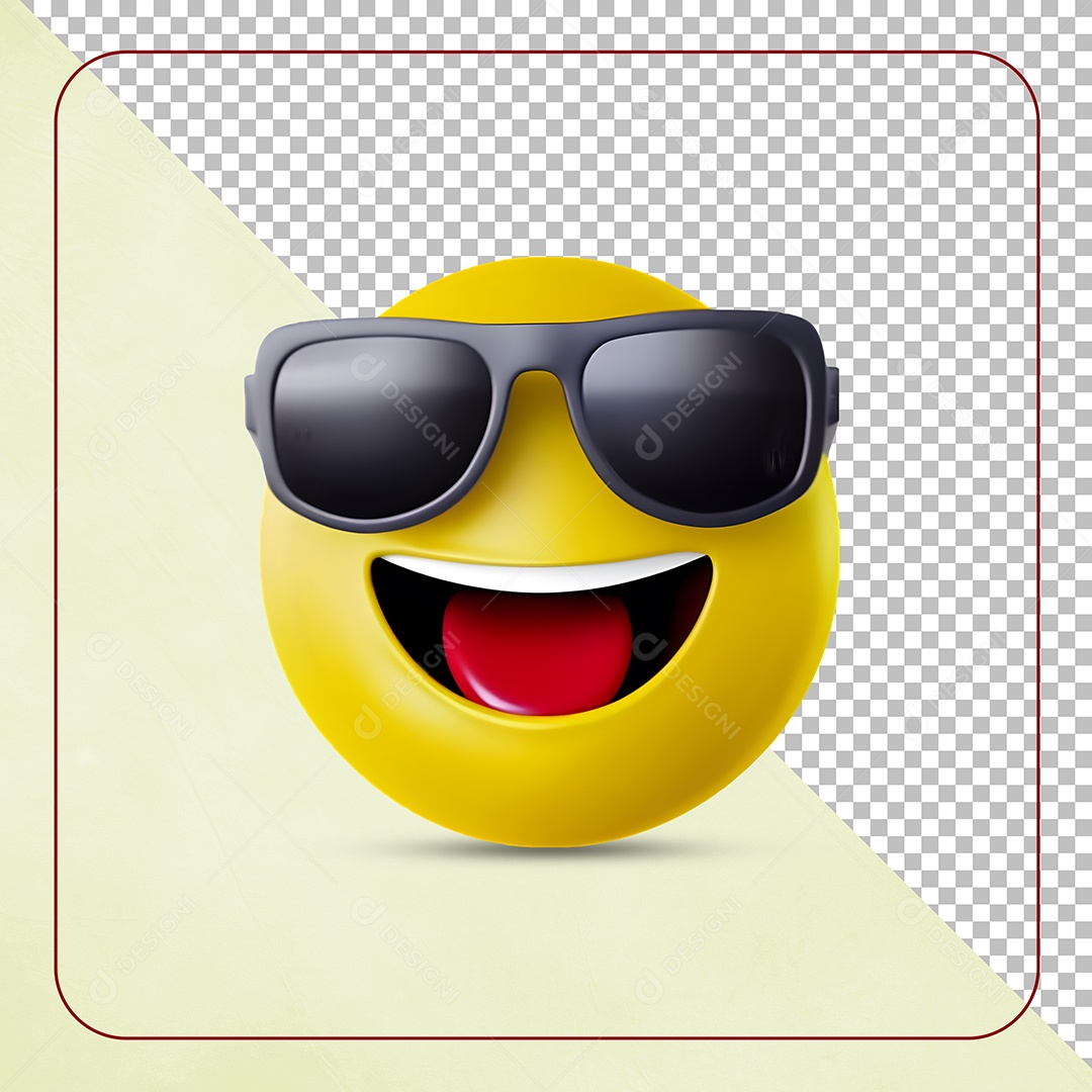 Emoji Óculos Feliz Elemento 3D para Composição PSD