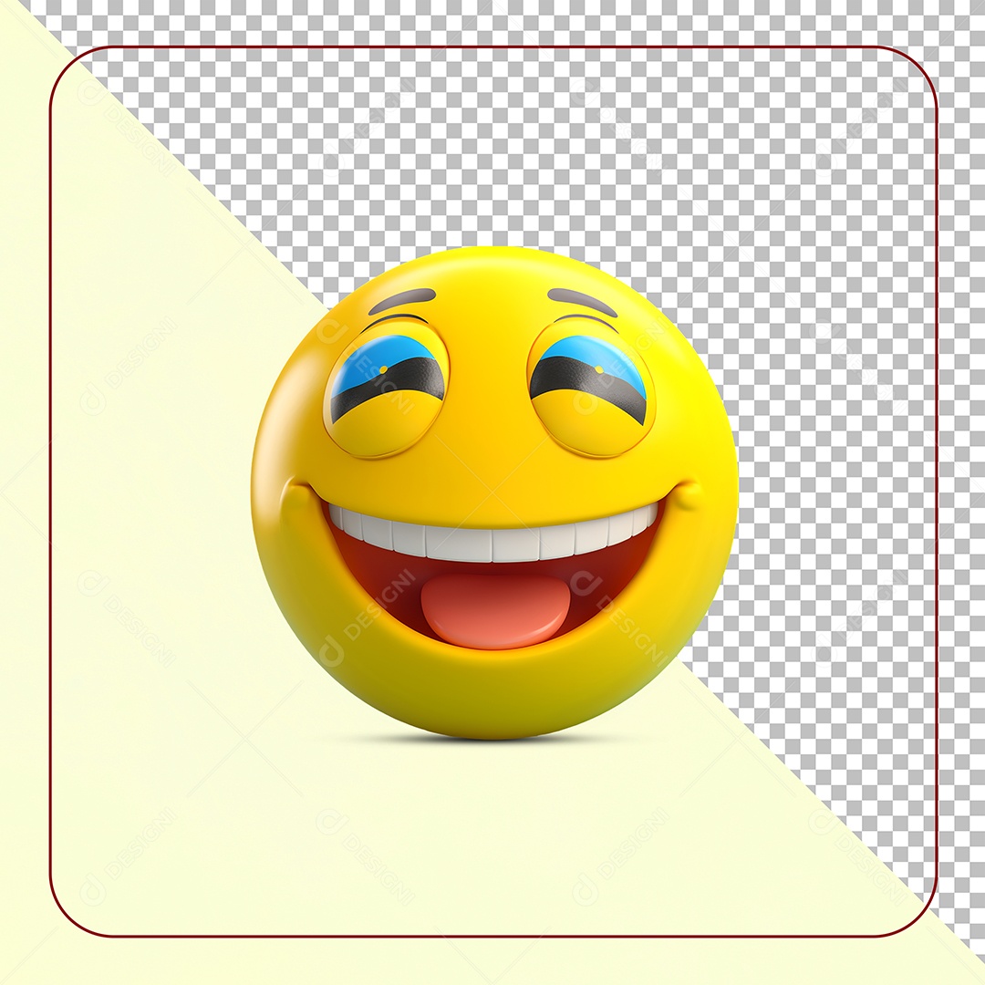 Emoji Sorrindo Emocionado Elemento 3D para Composição PSD