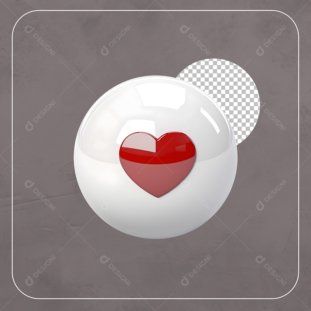 Emoji Coração Elemento 3D Para Composição PSD