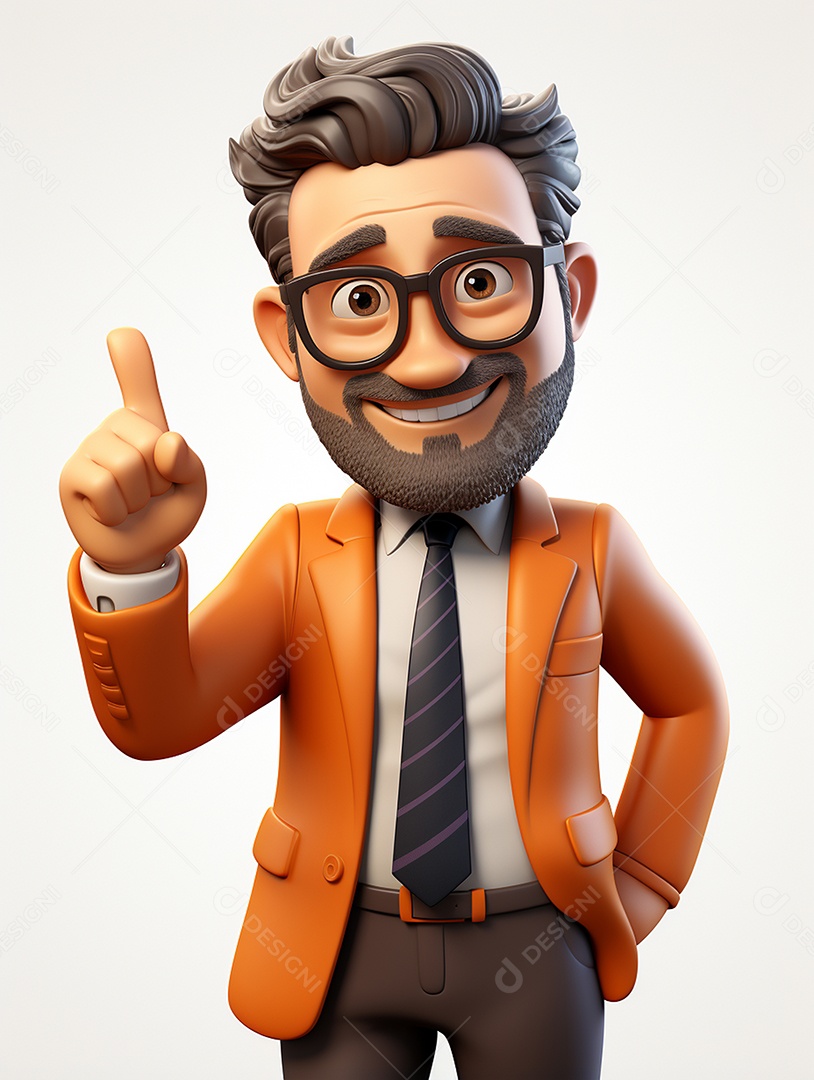 Homem de negócios 3d feliz cruzou os braços em 3d transparente