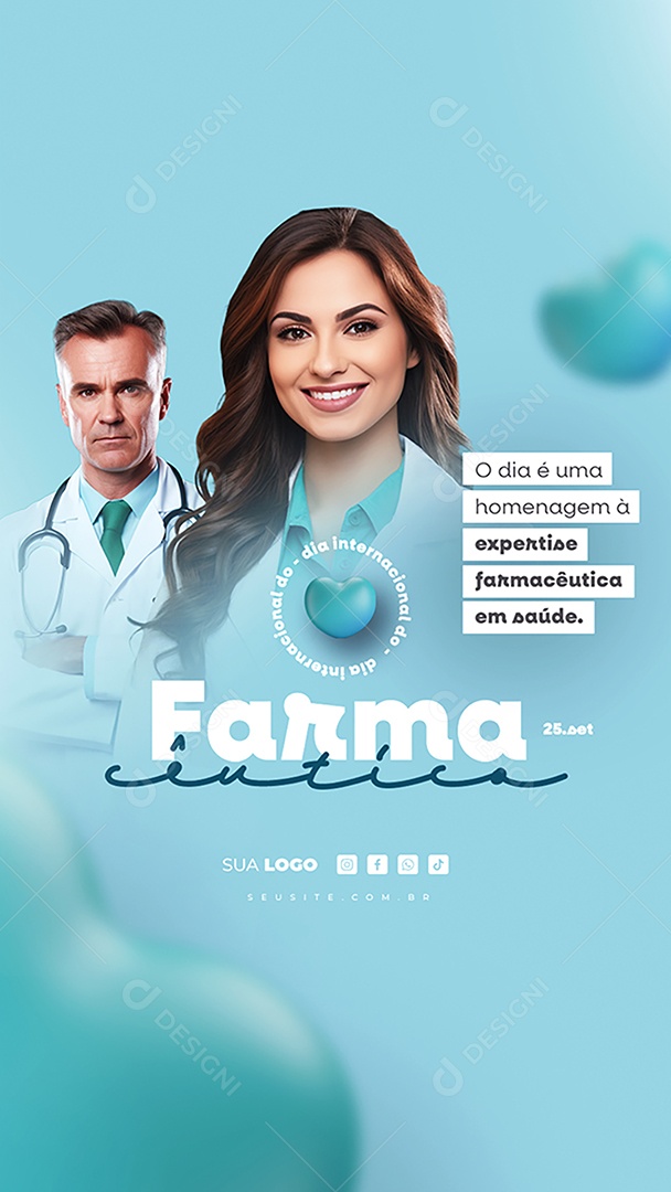 Story Dia Nacional Do Farmacêutico O Dia é uma Homenagem à Expertise Farmacêutica em Saúde Social Media PSD Editável