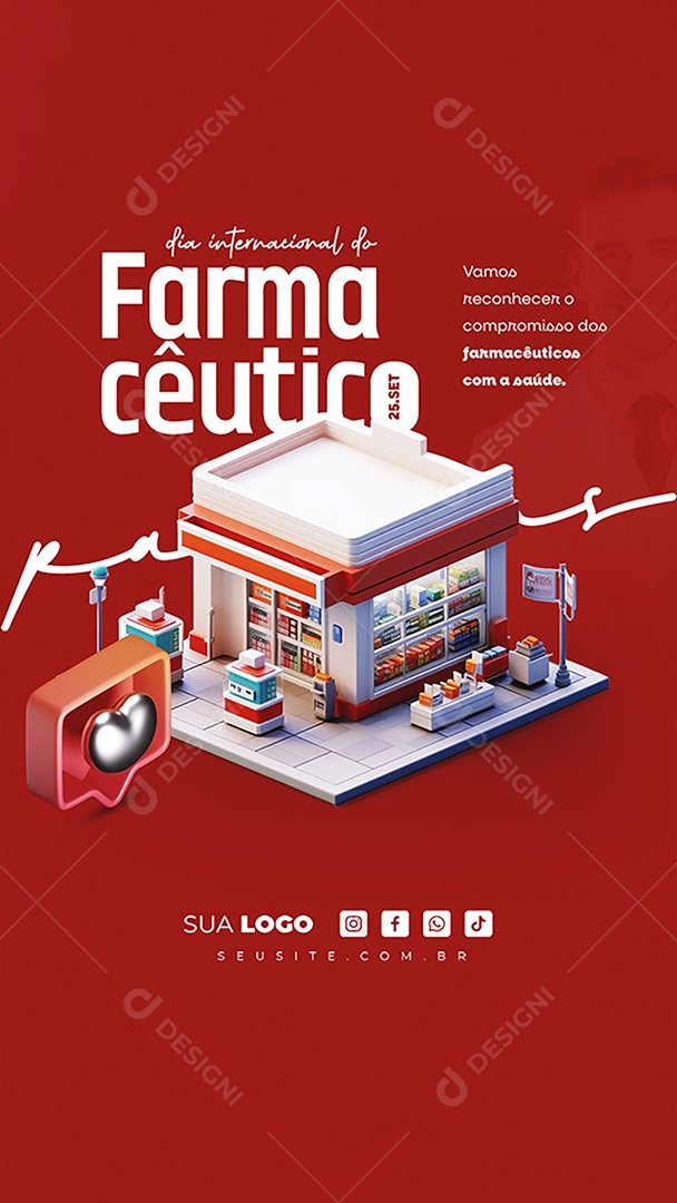 Story Dia Internacional Do Farmacêutico Vamos Reconhecer o o Compromisso dos Farmacêuticos com a Saúde Social Media PSD Editável