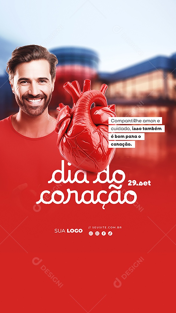 Story Dia do Coração 29 de Setembro Compartilhe Amor e Cuidado Social Media PSD Editável