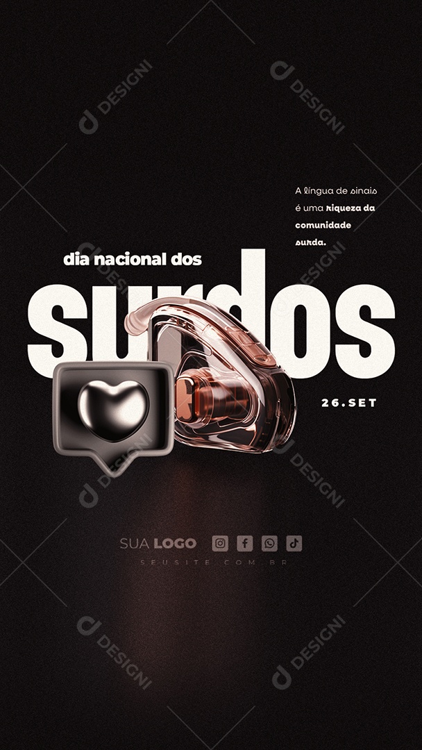 Story Dia Nacional dos Surdos A Língua de Sinais é uma Riqueza da Comunidade Surda Social Media PSD Editável