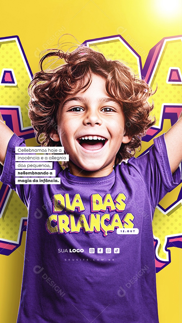 Story Dia Das Crianças Celebramos Hoje a Inocência e a Alegria dos Pequenos Social Media PSD Editável