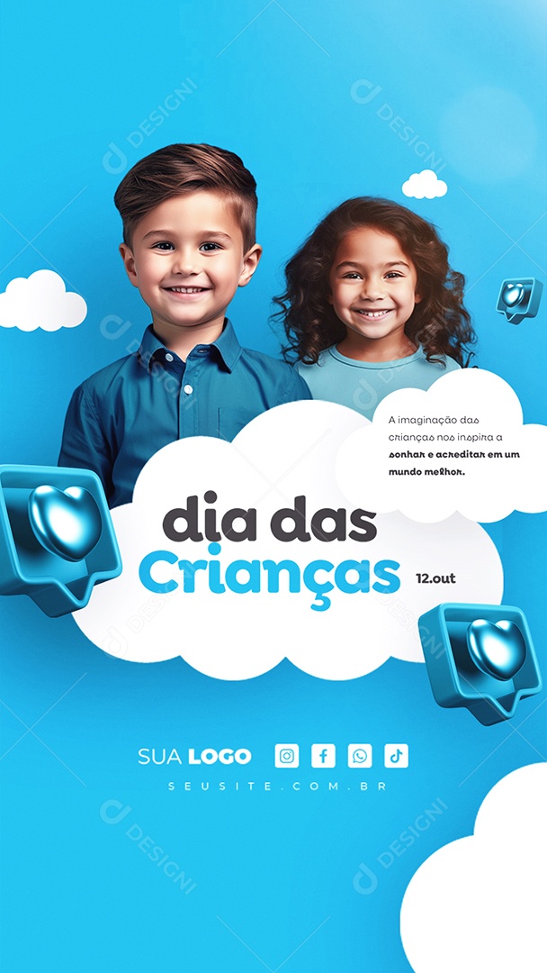 Story Dia Das Crianças A Imaginação das Crianças nos Inspira a Sonhar Social Media PSD Editável