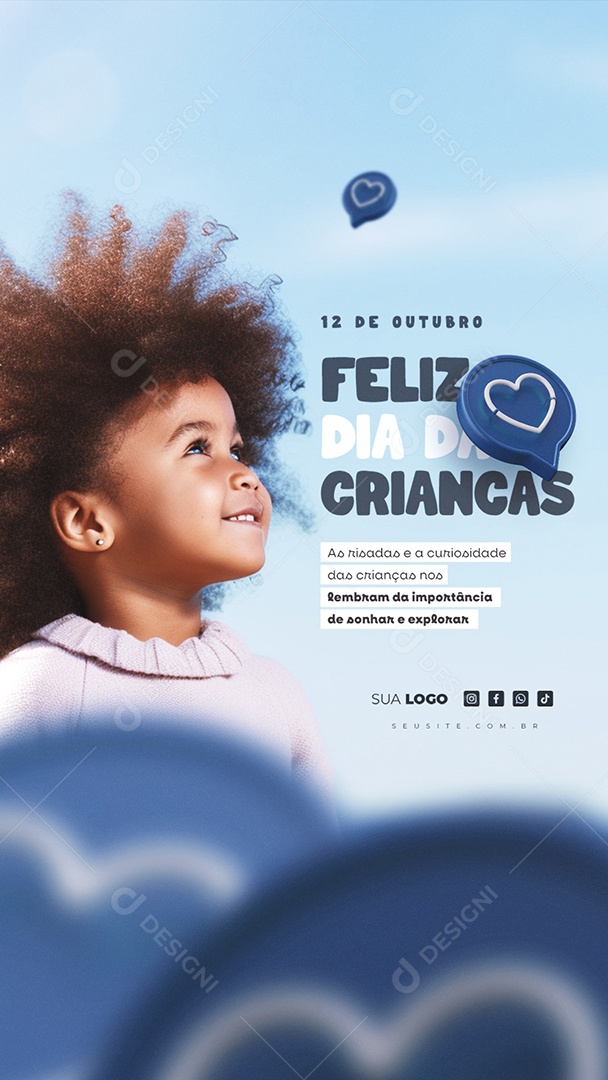 Story Feliz Dia Das Crianças As Risadas e a Curiosidade das Crianças Social Media PSD Editável