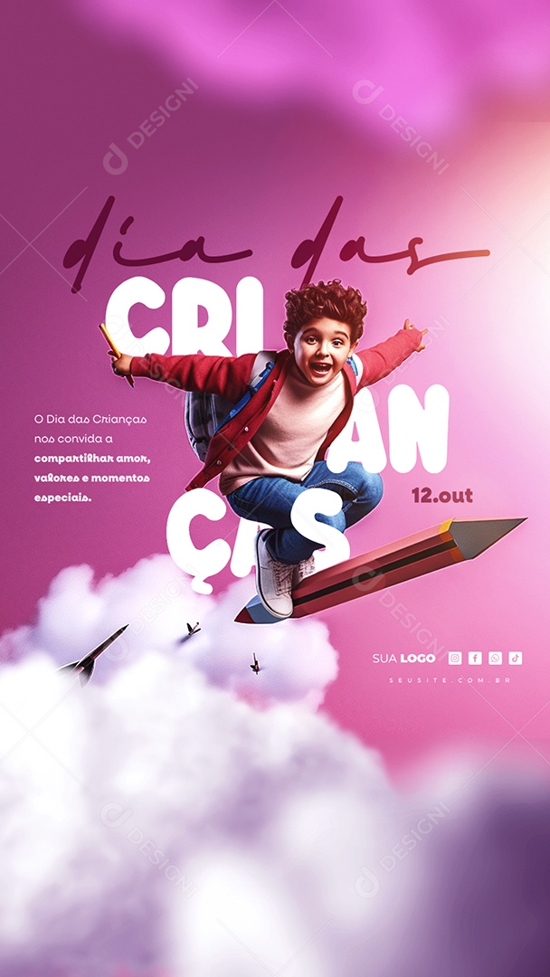 Story Social Media Dia Das Crianças 12 de Outubro PSD Editável