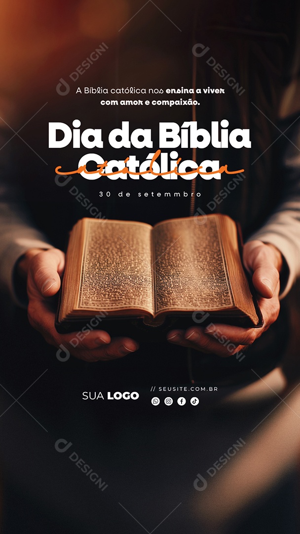 Story Dia da Bíblia Católica 30 de Setembro Social Media PSD Editável