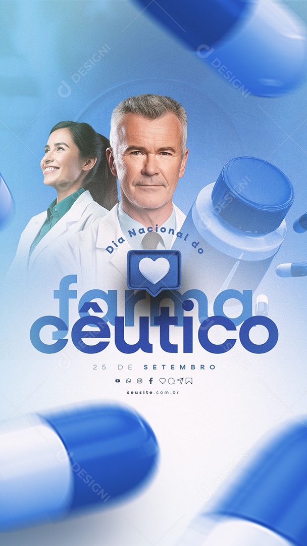 Story Social Media Dia Nacional Do Farmacêutico 25 de Setembro PSD Editável