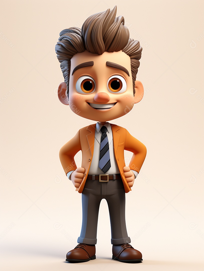 Homem de negócios 3d feliz cruzou os braços em 3d transparente