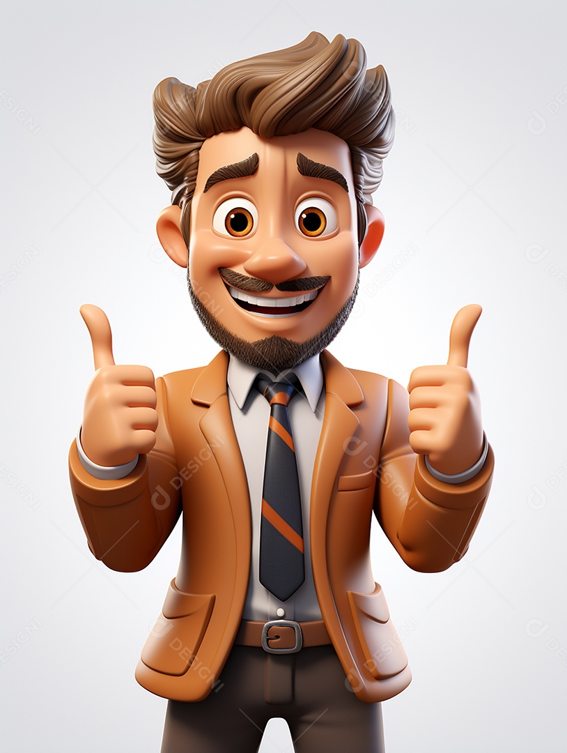 Homem de negócios 3d feliz cruzou os braços em 3d transparente