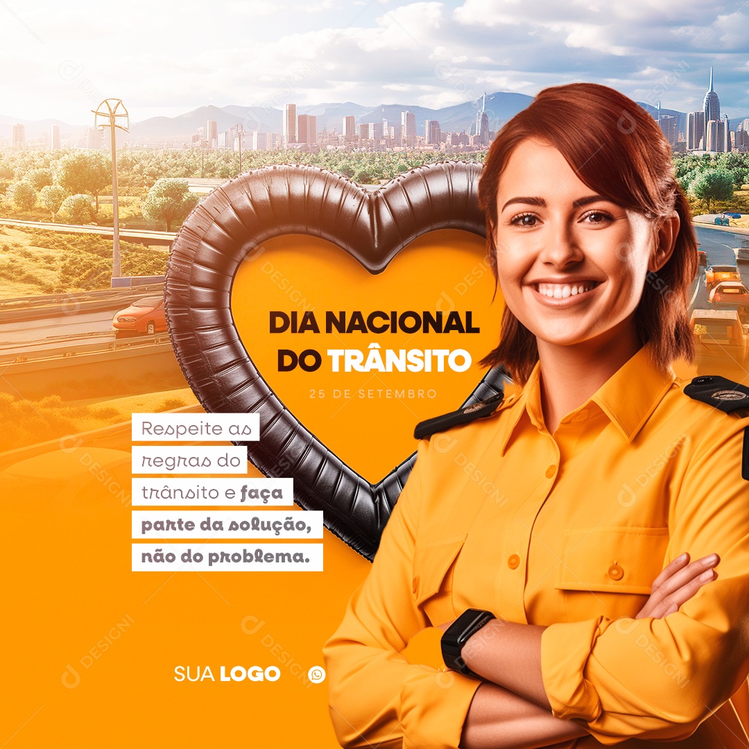 Dia Nacional do Trânsito Respeite as Regras do Trânsito e Faça Parte da Solução Social Media PSD Editável
