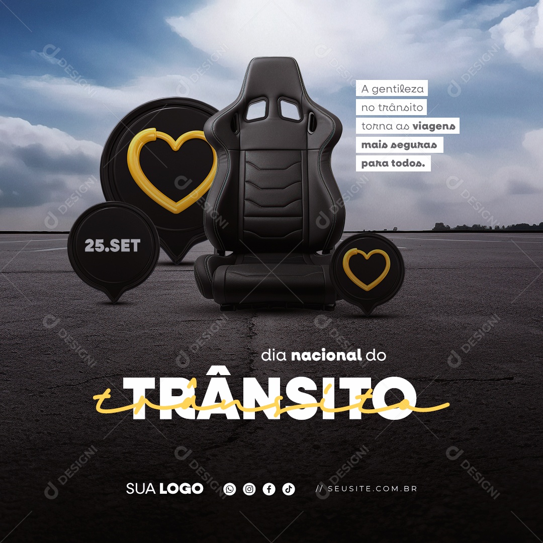 Dia Nacional do Trânsito A Gentileza no Trânsito Tornas as Viagens mais Seguras Social Media PSD Editável