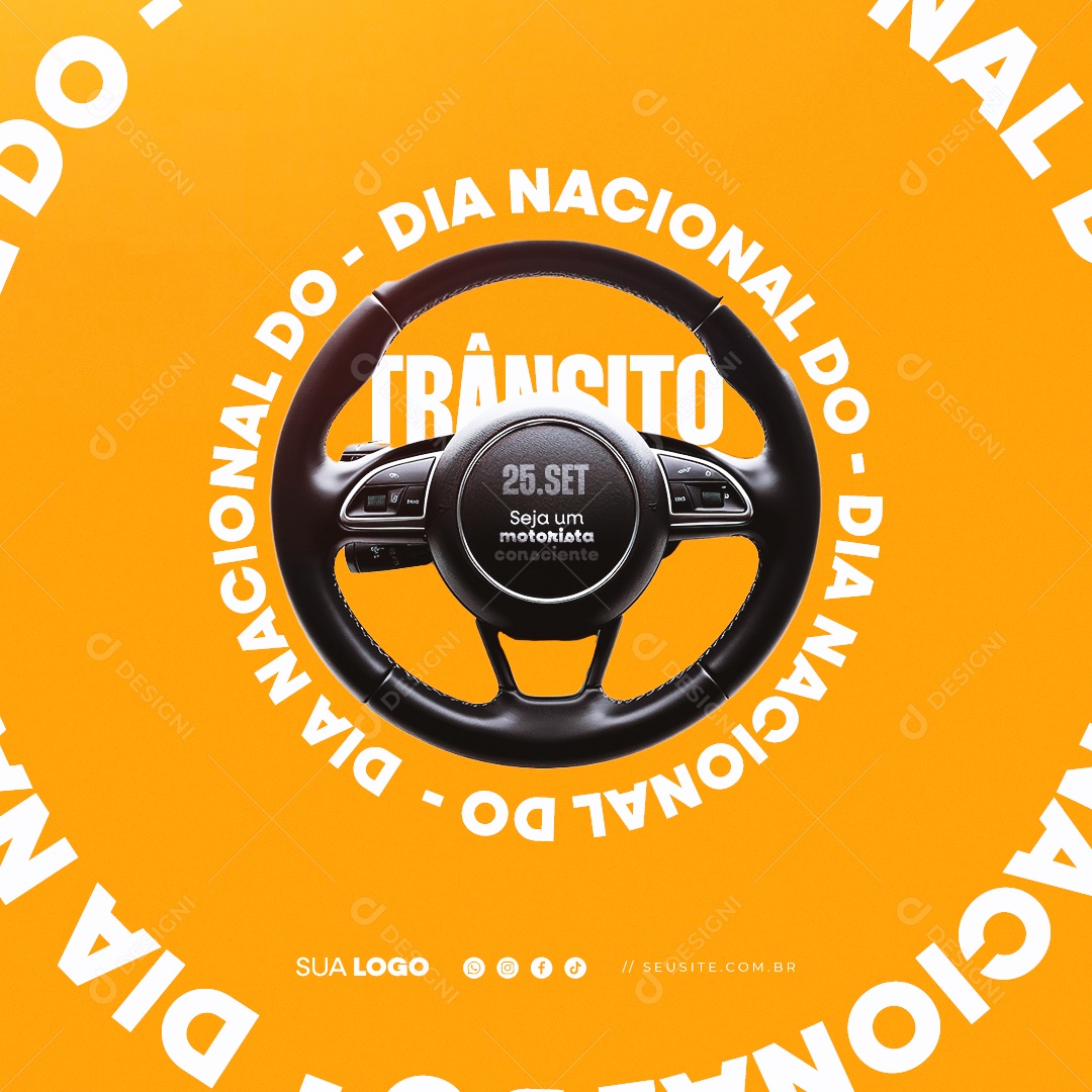Dia Nacional do Trânsito 25 de Setembro Social Media PSD Editável