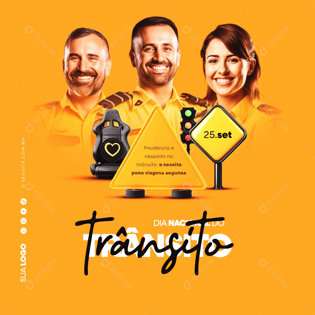 Dia Nacional do Trânsito 25 de Setembro Social Media PSD Editável