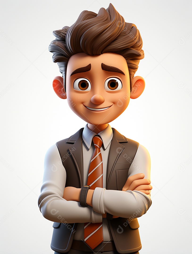 Homem de negócios 3d feliz em 3d transparente