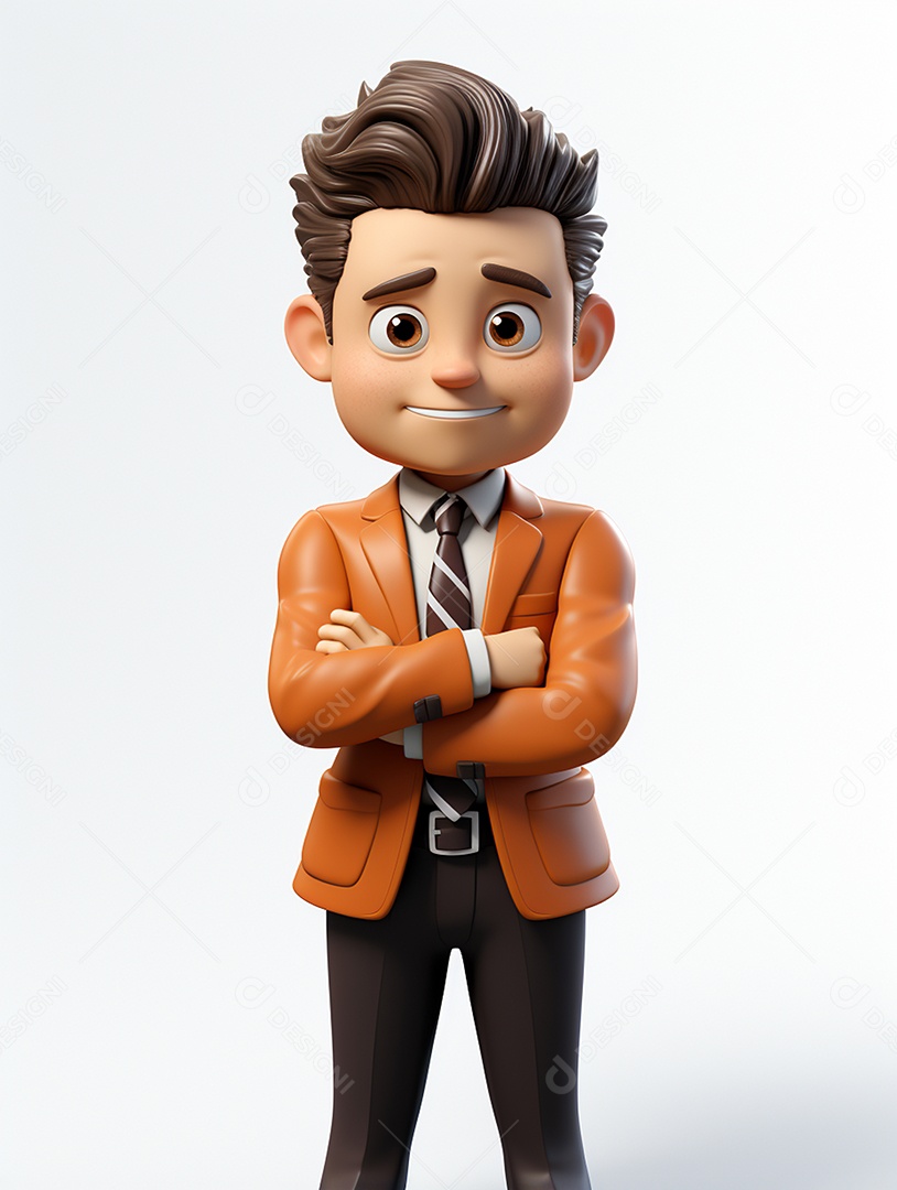 Homem de negócios 3d feliz em 3d transparente