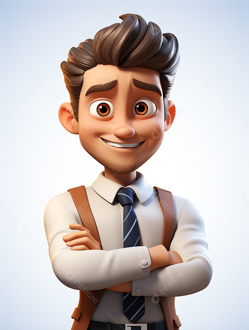 Homem de negócios 3d feliz em 3d transparente