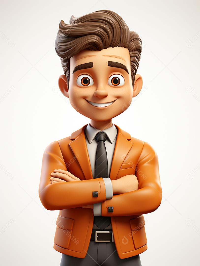 Homem de negócios 3d feliz em 3d transparente