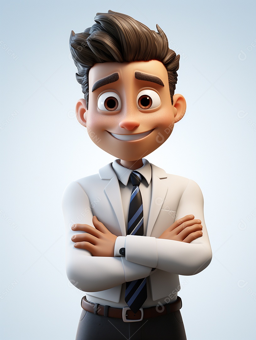 Homem de negócios 3d feliz em 3d transparente