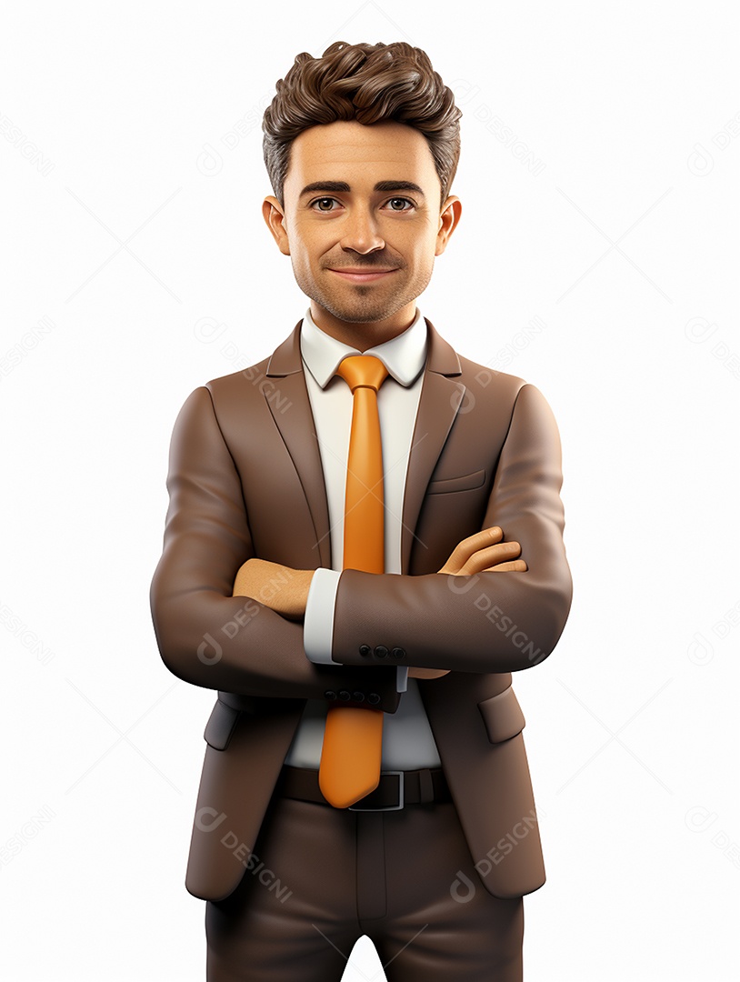 Homem de negócios 3d feliz em 3d transparente