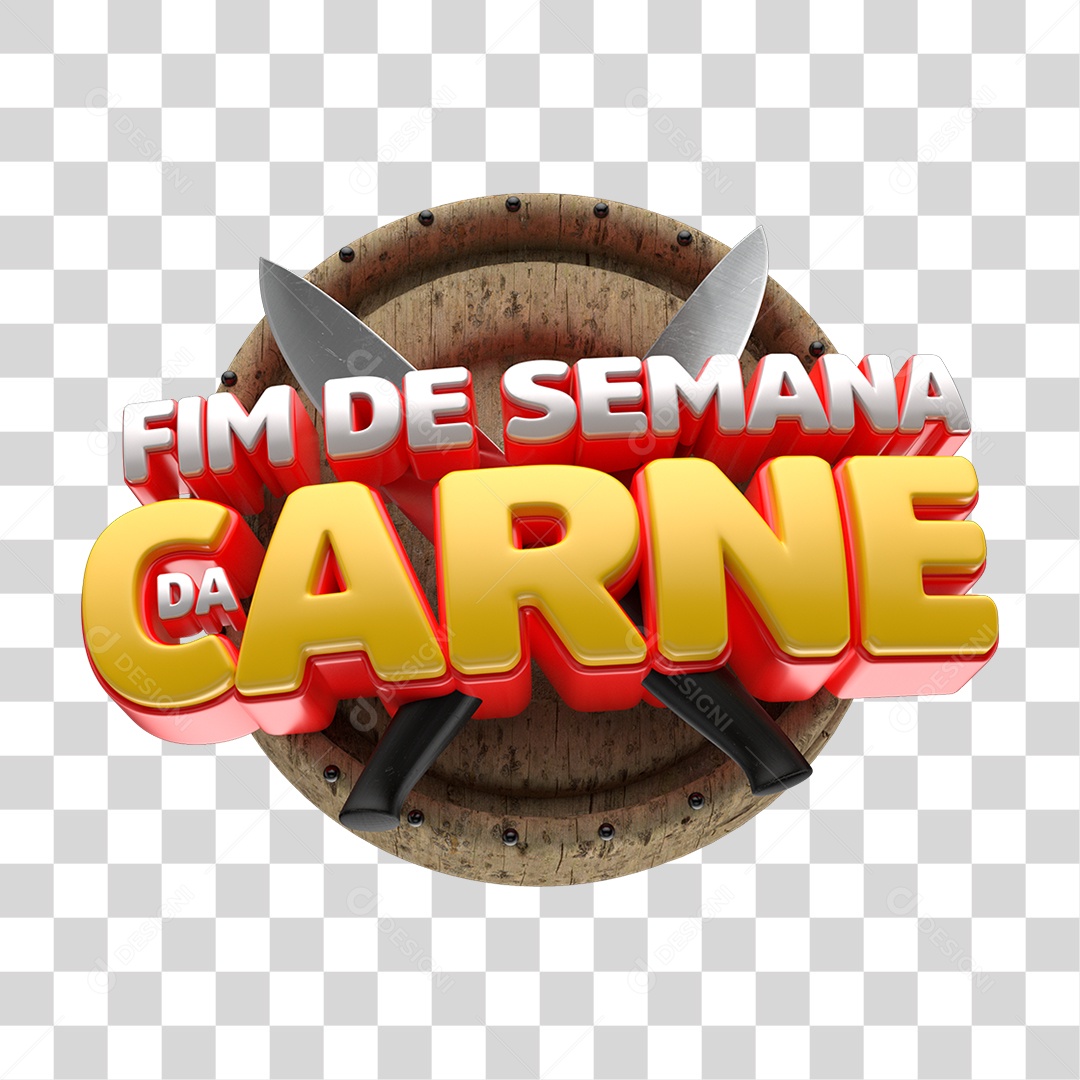 Selo 3D Fim de Semana da Carne PNG Transparente