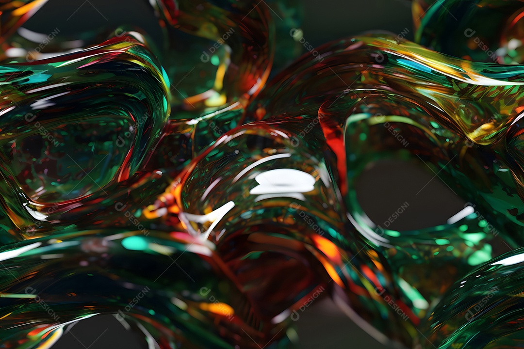 Fundo de quadro inteiro sem emendas, com matéria vítrea colorida transparente e retorcida