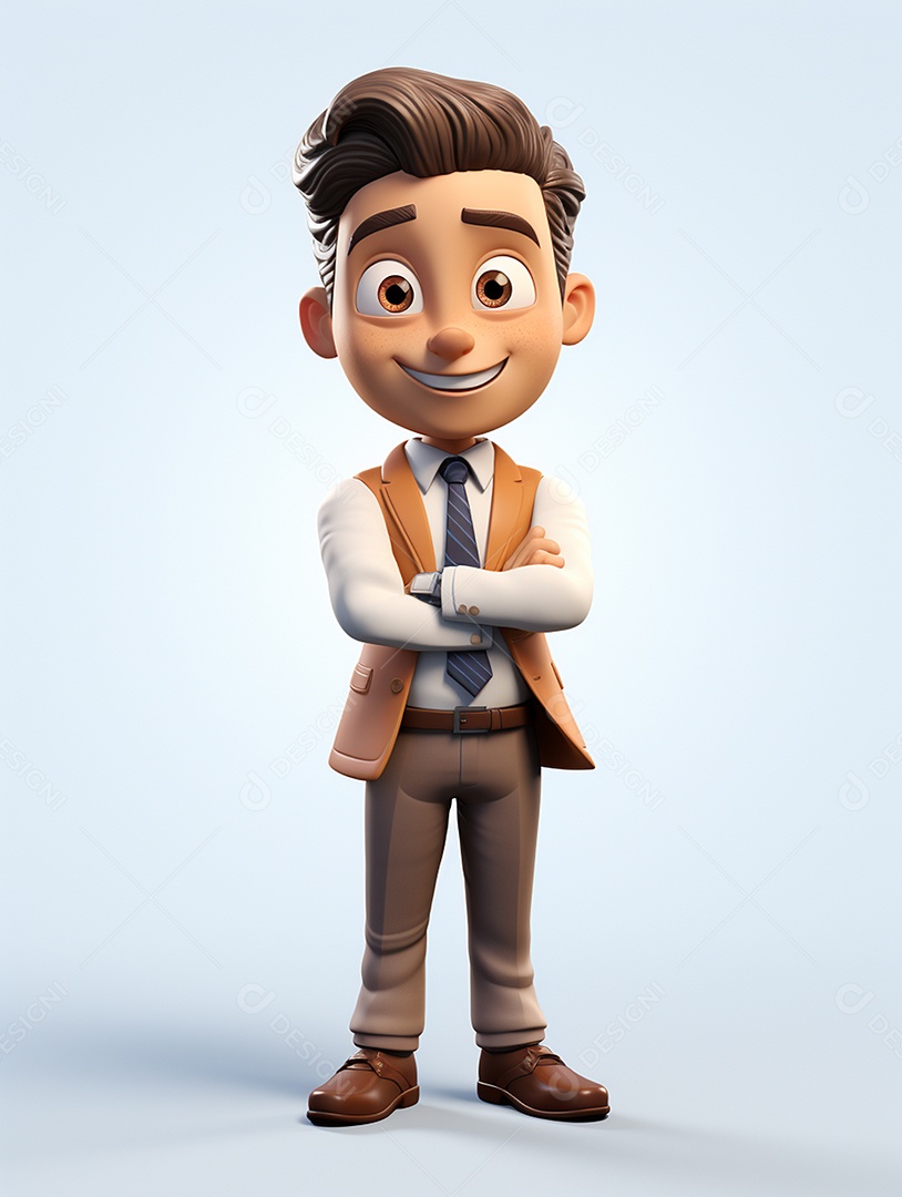 Homem de negócios 3d feliz em 3d transparente