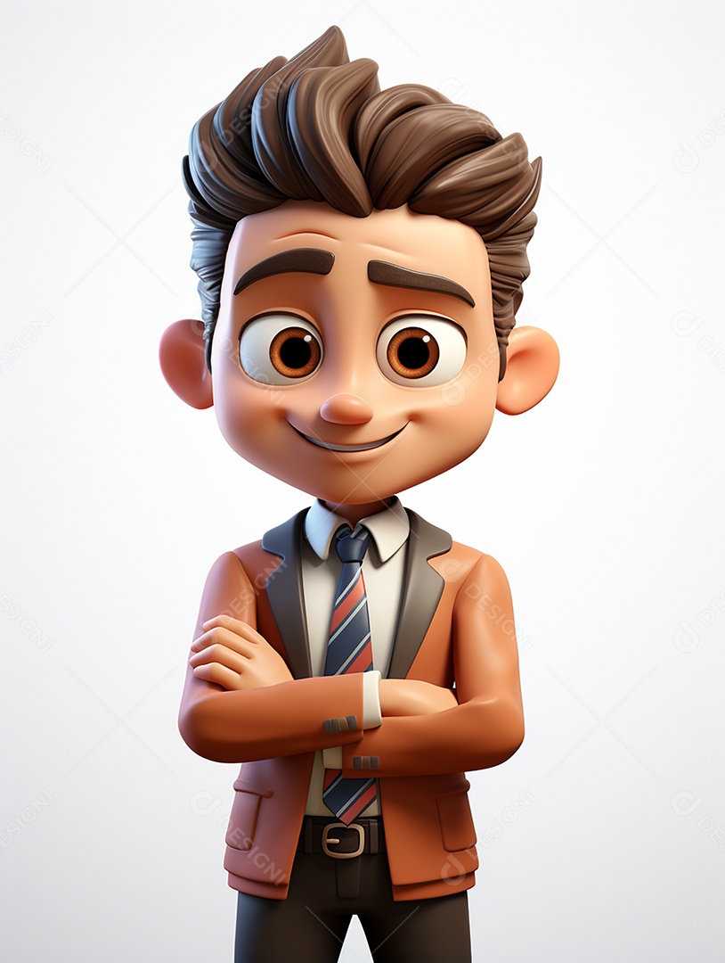 Homem de negócios 3d feliz em 3d transparente