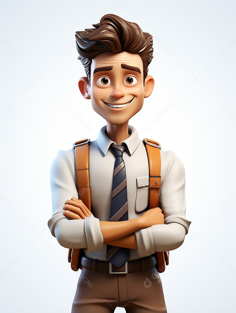 Homem de negócios 3d feliz em 3d transparente