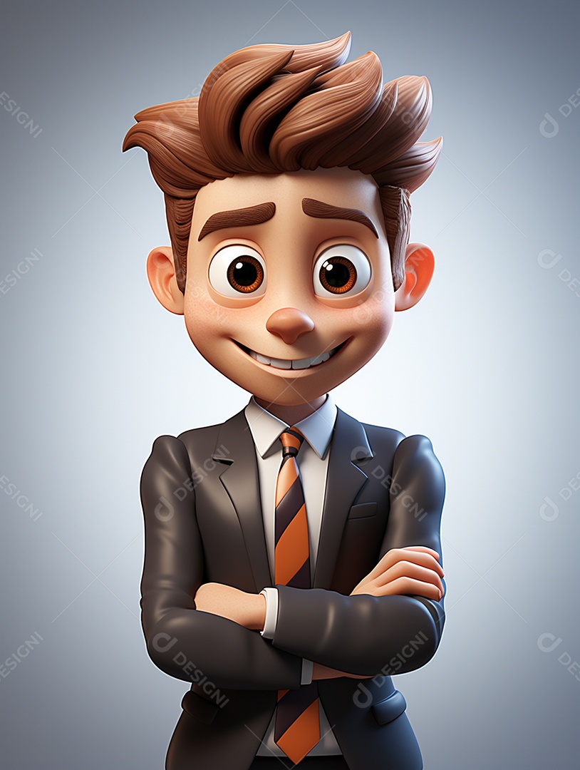 Homem de negócios 3d feliz em 3d transparente