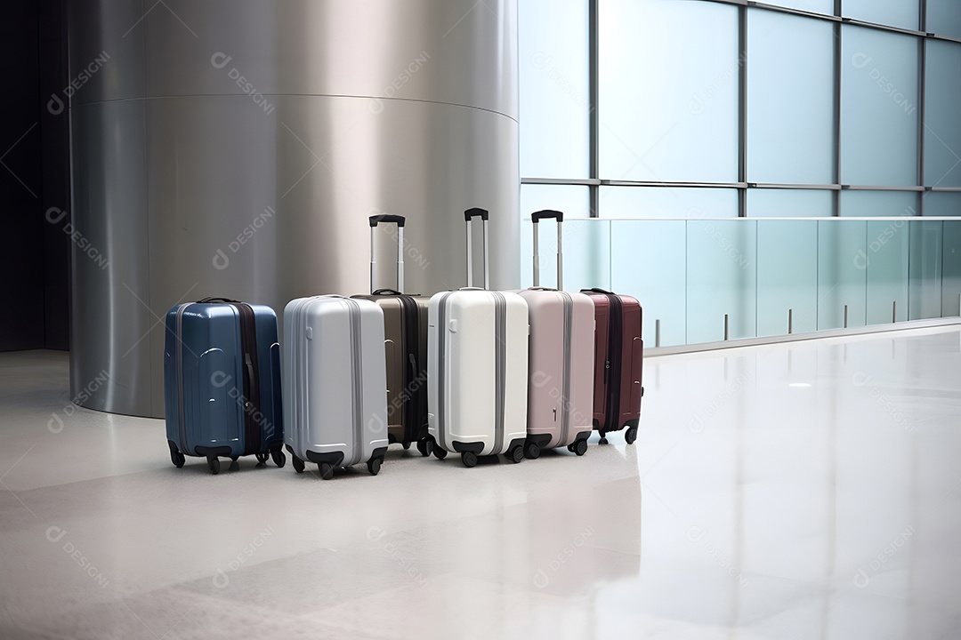 Poucas malas prateadas no aeroporto.