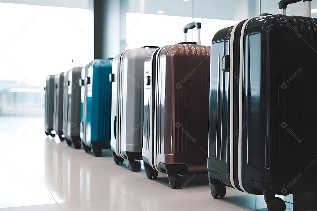 Poucas malas prateadas no aeroporto.