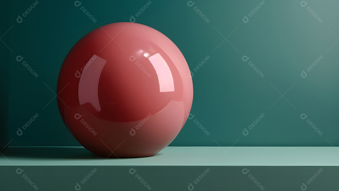 Composição minimalista abstrata com bolas brilhantes sobre fundo retangular de formas limpas.