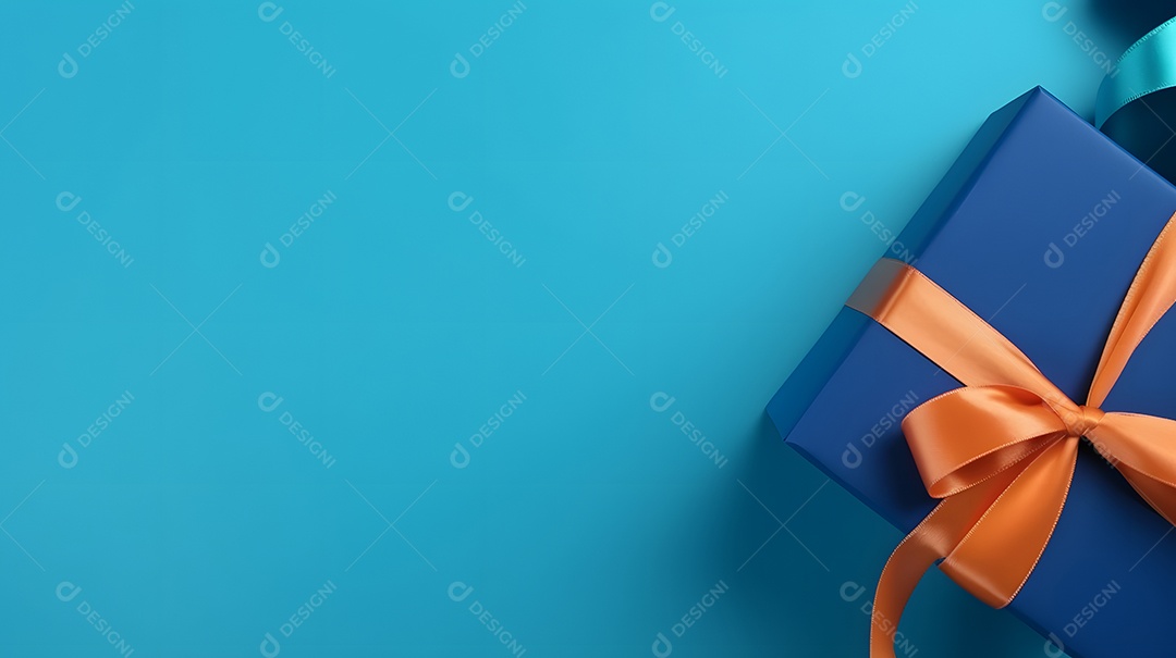 Uma caixa de presente em papel de embrulho artesanal e fita de cetim com laço sobre fundo isolado, limpo e plano